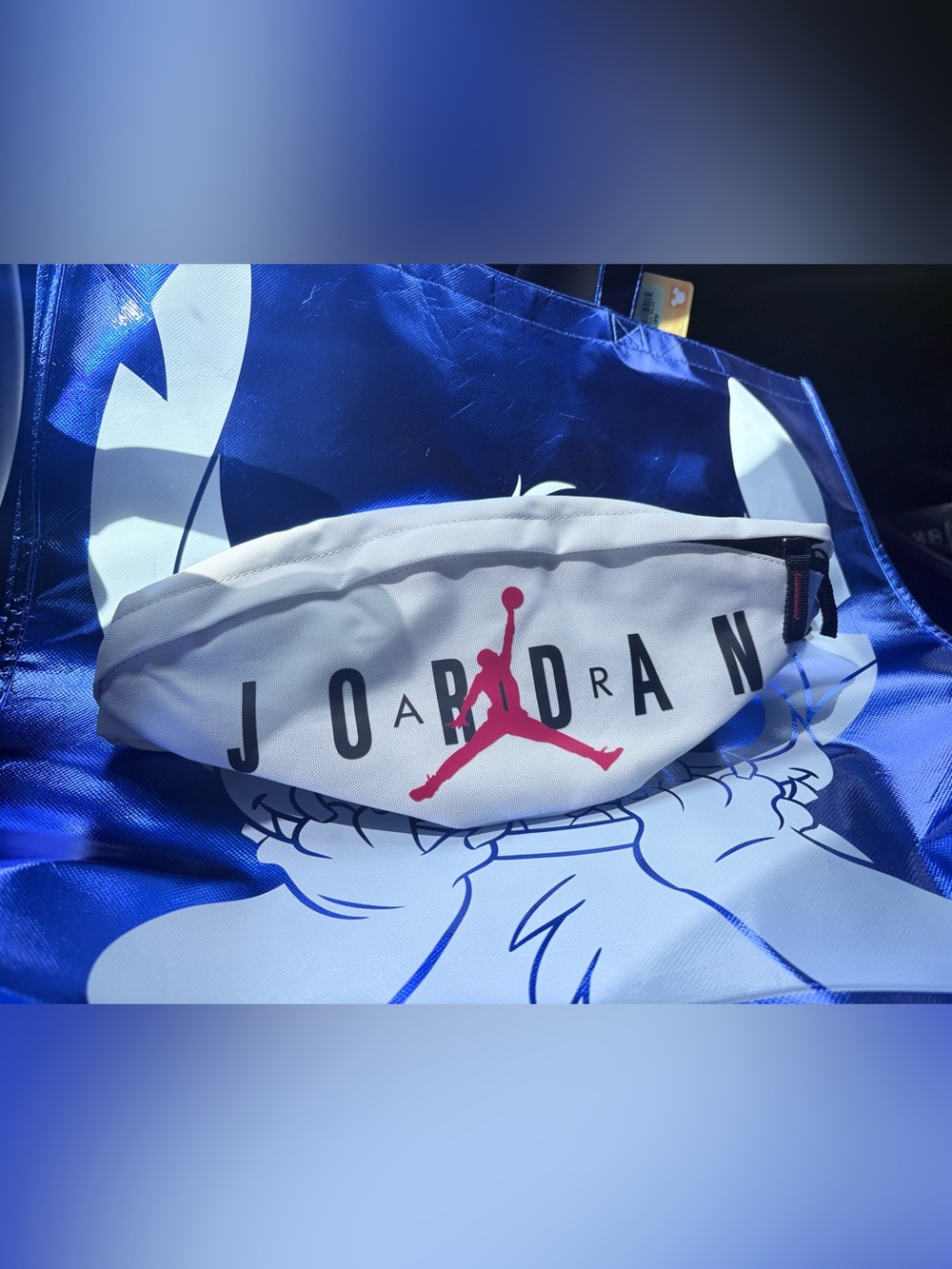 Jordan White Waist Pack with red Jumpman Accent